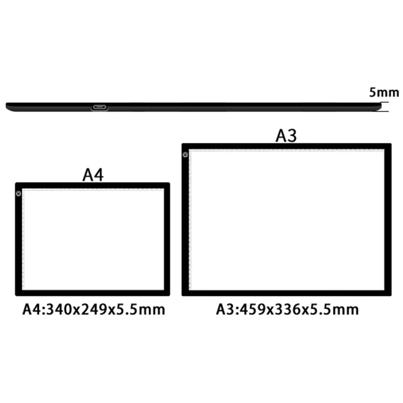 A4/A3 Drawing Tablet Wacom Digital Graphic Tablet LED Diamond Painting Light Pad Board, Portable Board