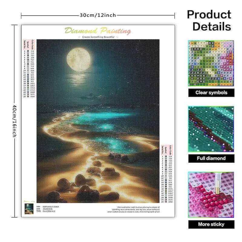 5D DIY Diamond Painting Moonlight Beach Landscape Full Square / Round