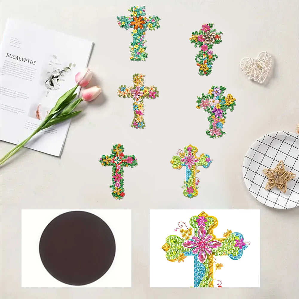 6Pcs Diamond Art Kits Fridge Magnets DIY Art Crafts