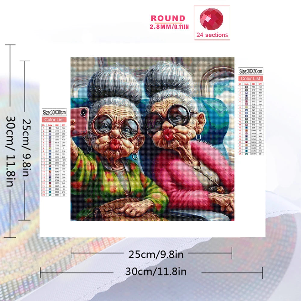 Diamond Painting Old Woman DIY Diamond Mosaic Square/Round Drill