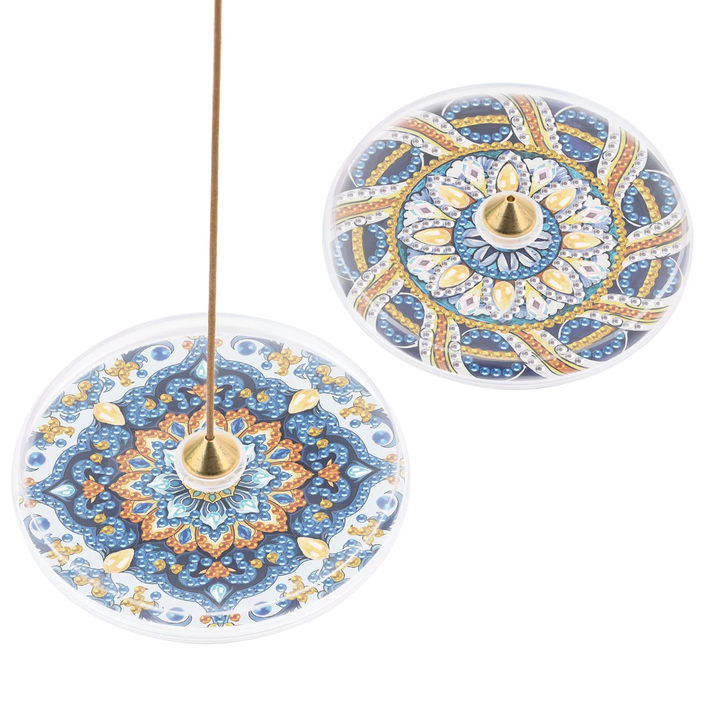 2PCS Diamond Art Painting Meditation Incense Plate Kit, Mandala Pattern