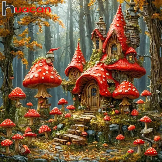 Huacan 5D Diamond Painting Mystery Forest DIY Mushroom House Full Square / Round Drill