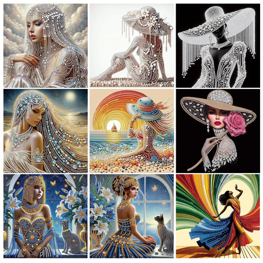 5D DIY Partial Special Shaped Drill Diamond Painting Kit Girls 30x30cm Unique Luster Painting and Resin Sequins