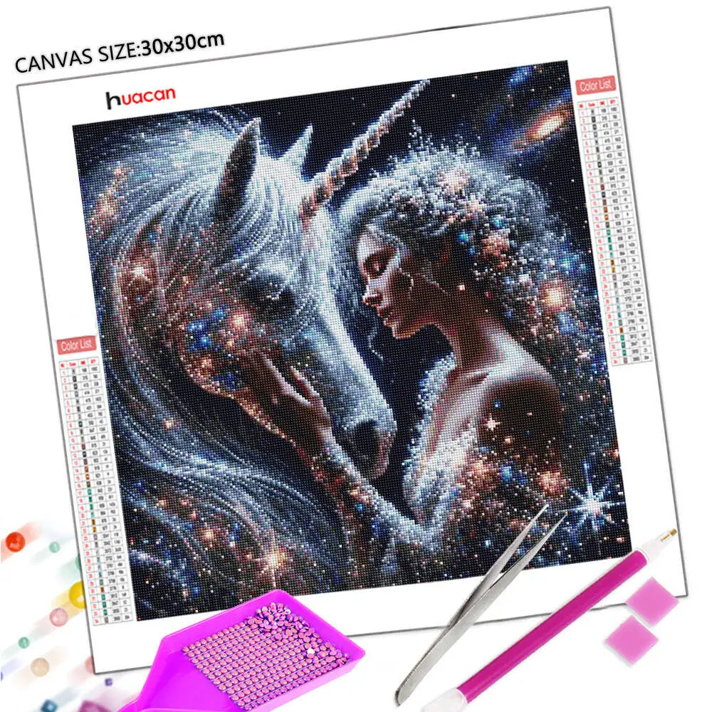Huacan 5D DIY Unicorn Fairy Diamond Painting Full Square / Round Drill