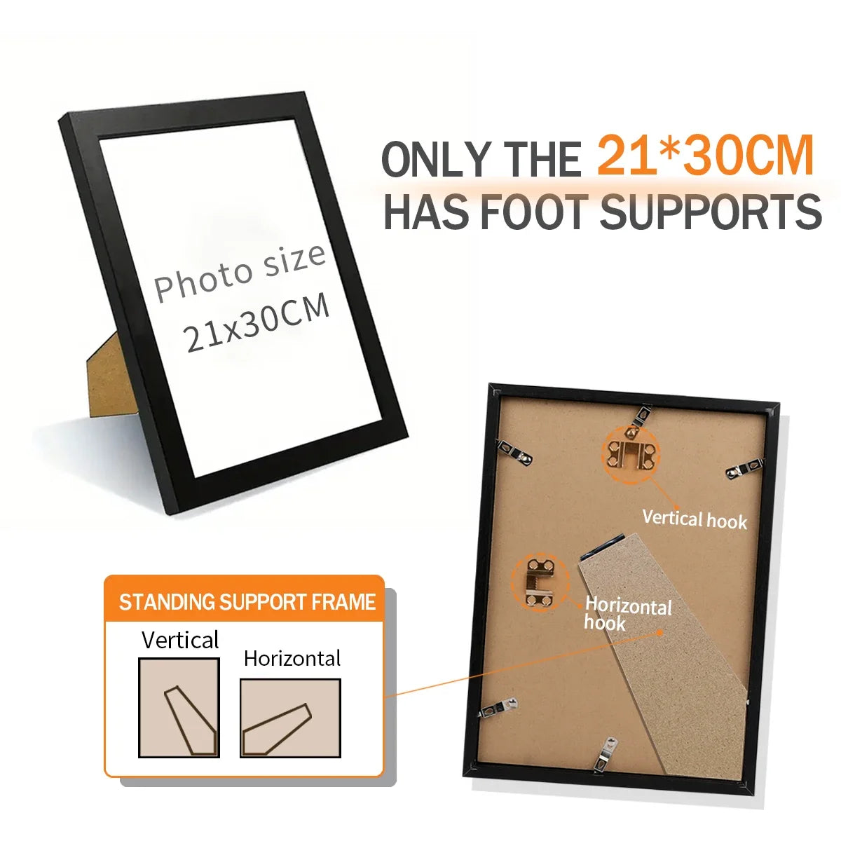 21x30cm & 30x40cm Black Photo Frame Hung on Wall Photo Frame Poster Certificate Canvas Canvas Display Frame Picture Decor