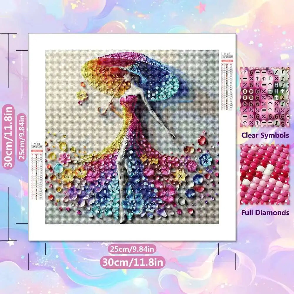 Huacan 5D Diamond Painting Woman Umbrella DIY Art Full Square / Round Drill