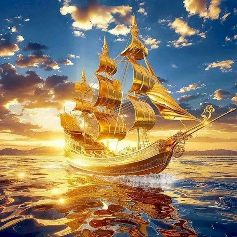 5D DIY Diamond Painting Gold Ship Full Round / Square Diamond