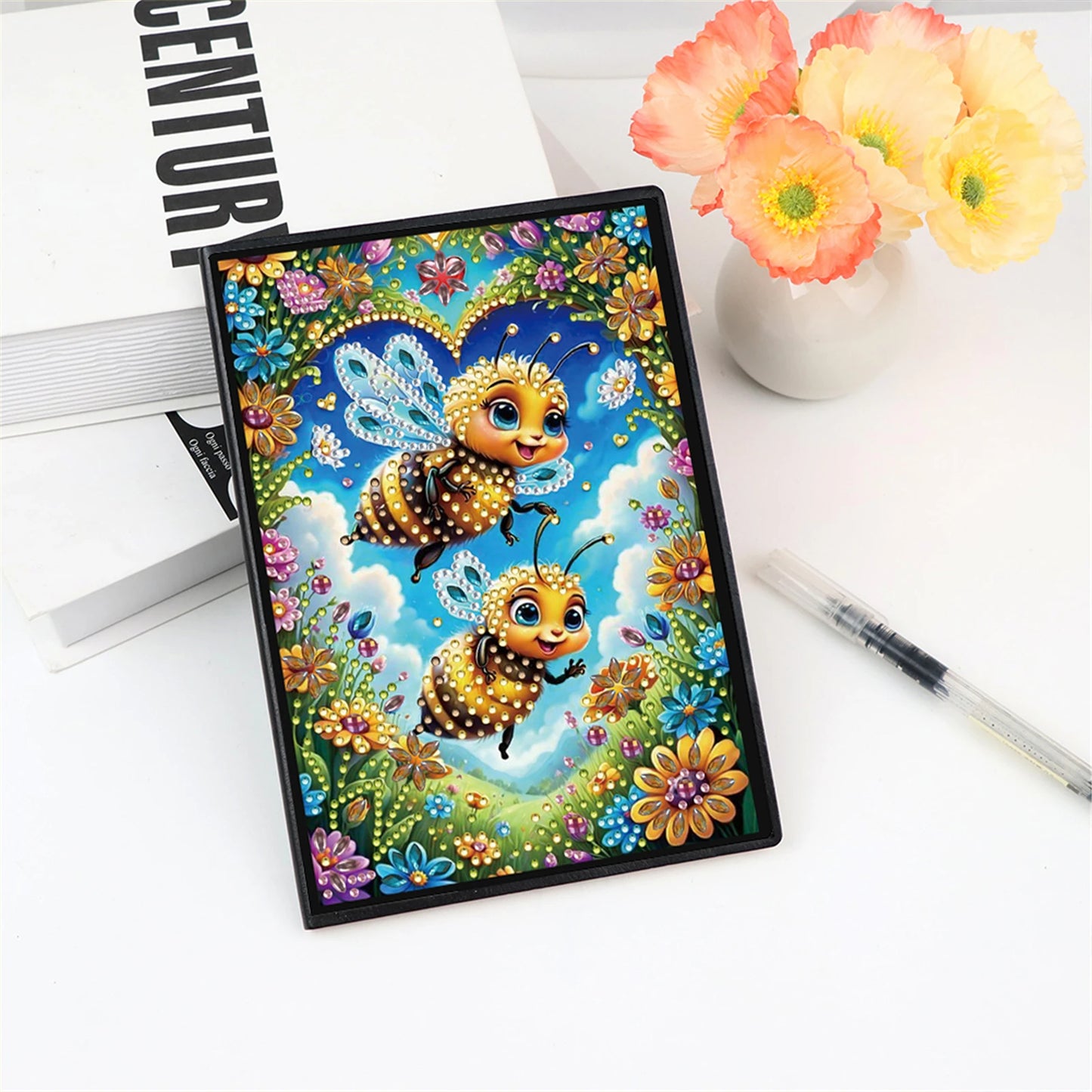 2pcs Partial DIY 50 Pages A5 Diamond Painting Notebook, Special Shaped 5D Crystal Art Painting Sketchbook