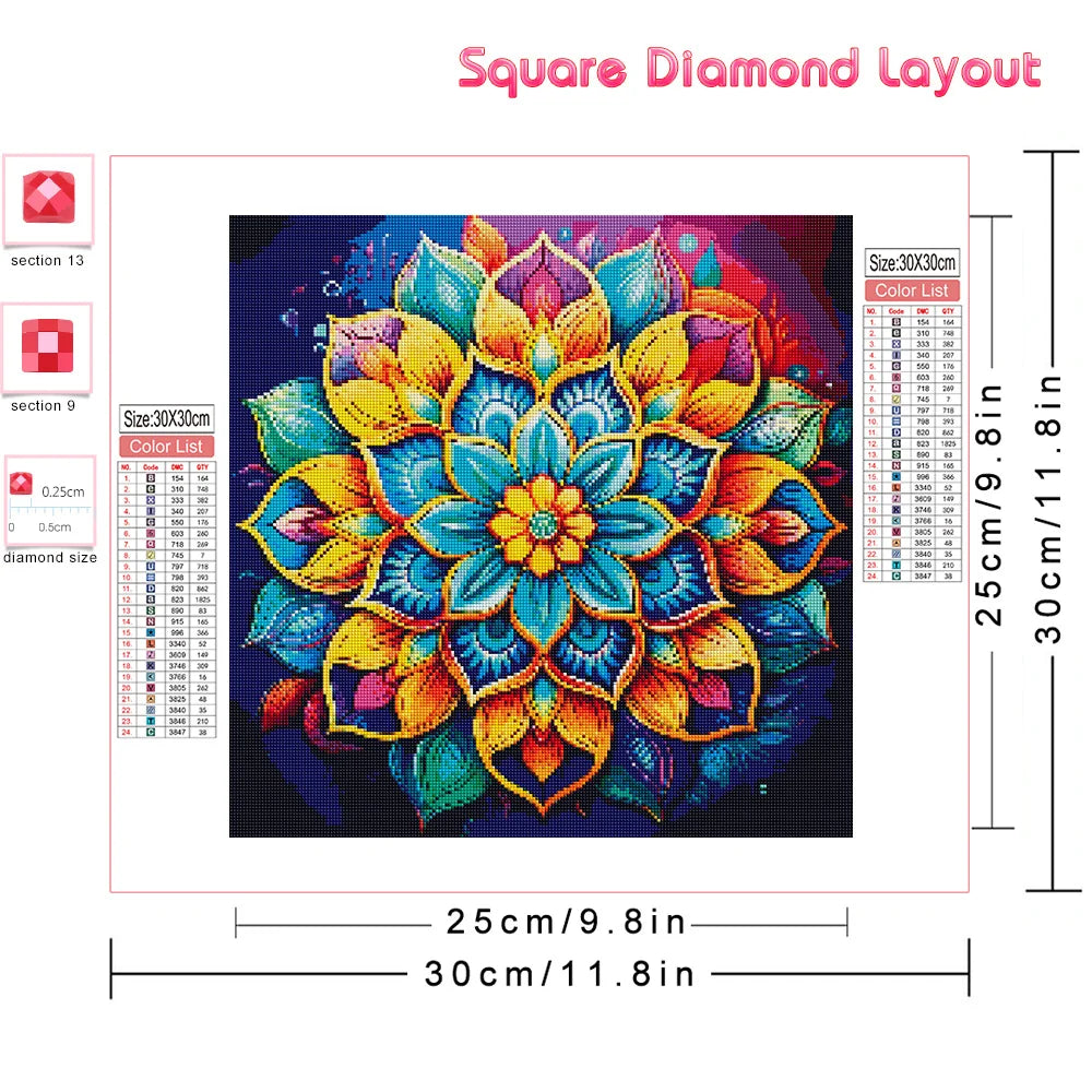 Huacan Full Diamond Painting Flower DIY 5d Diamond Mosaic Mandala Full Square / Round Drill