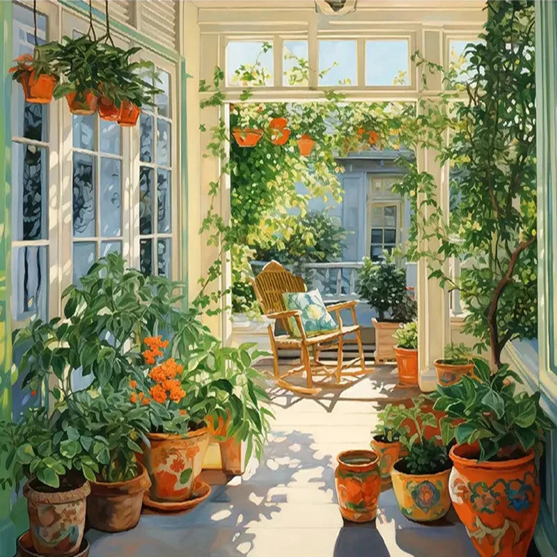 Huacan DIY Diamond Painting Landscape Window Flower Full Square / Round Drill