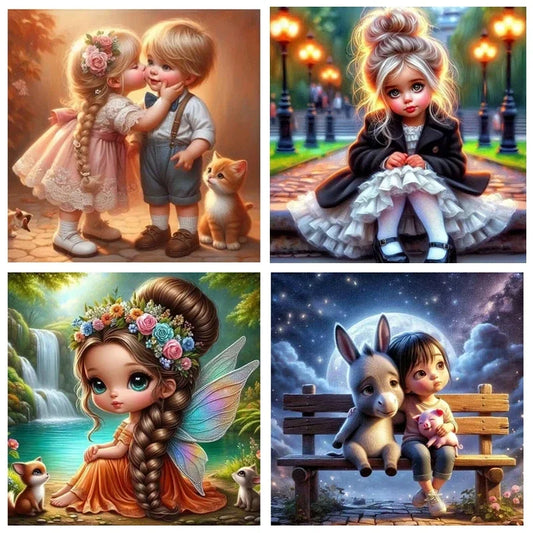 Cute Elf Girl With Big Eyes DIY Diamond Painting Kit Cartoon Full Round Drill
