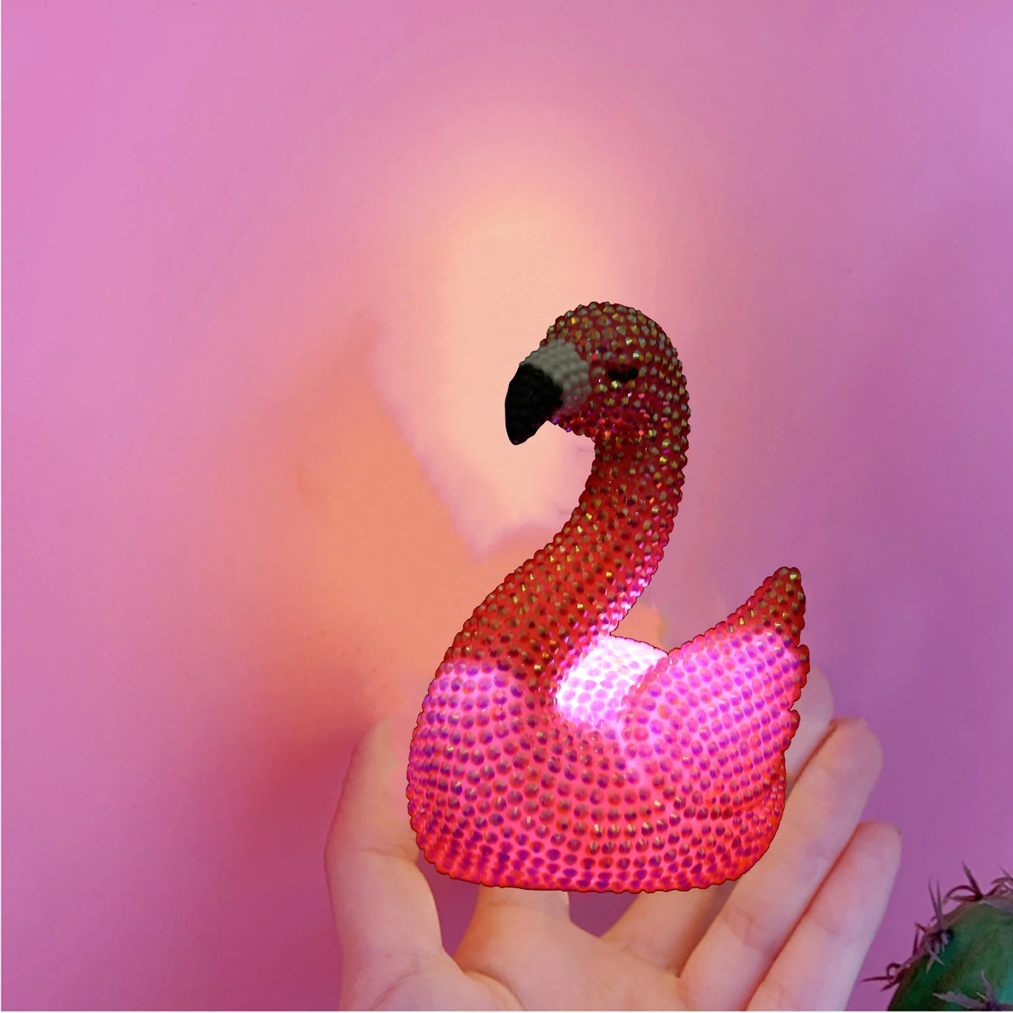 DIY Diamond Painting 5D Shaped Round Drill, Flamingos Bedroom Light