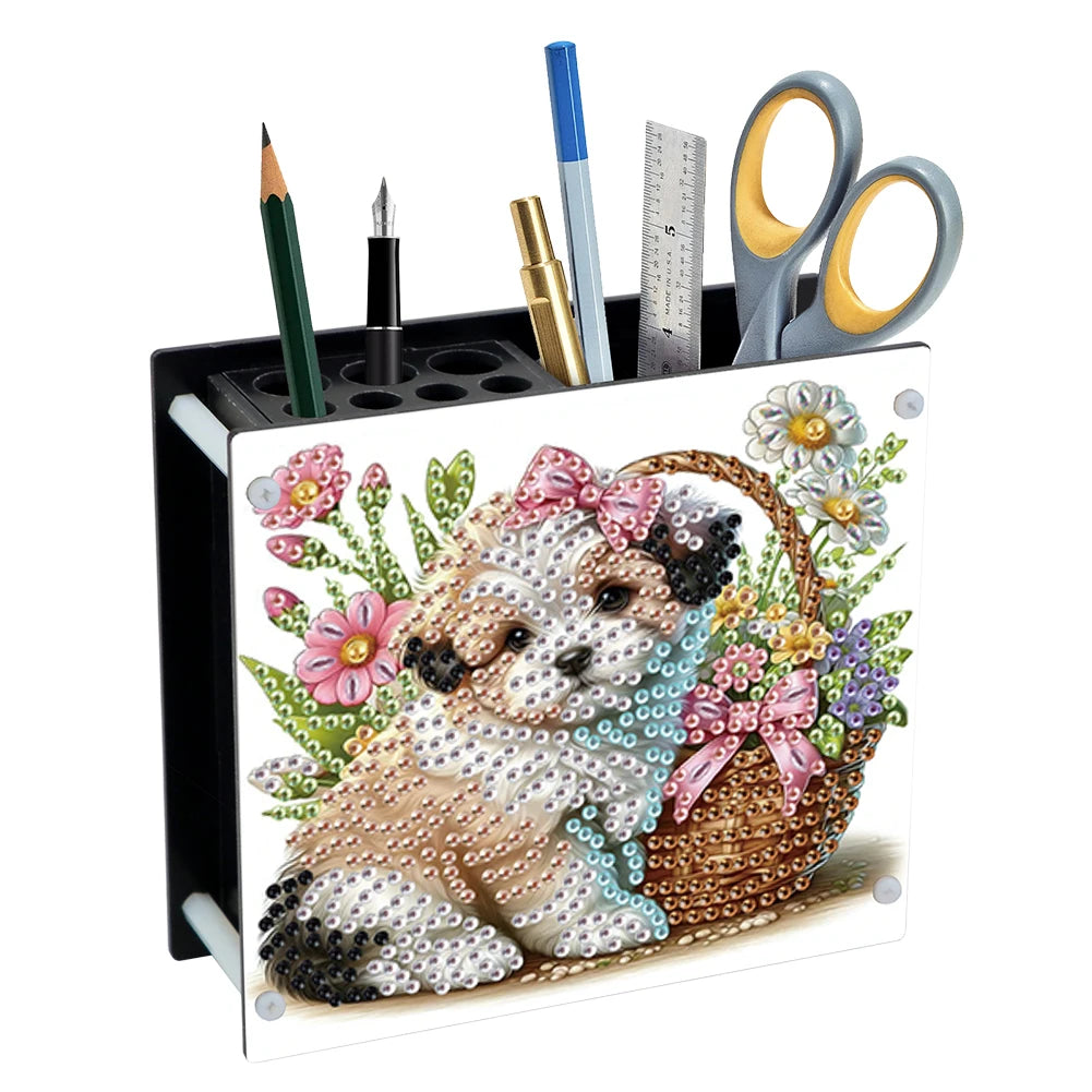 Creative Acrylic Diamond Painting Pencil Holder DIY Kit for Unique Desk Organization and Stress Relief Fun