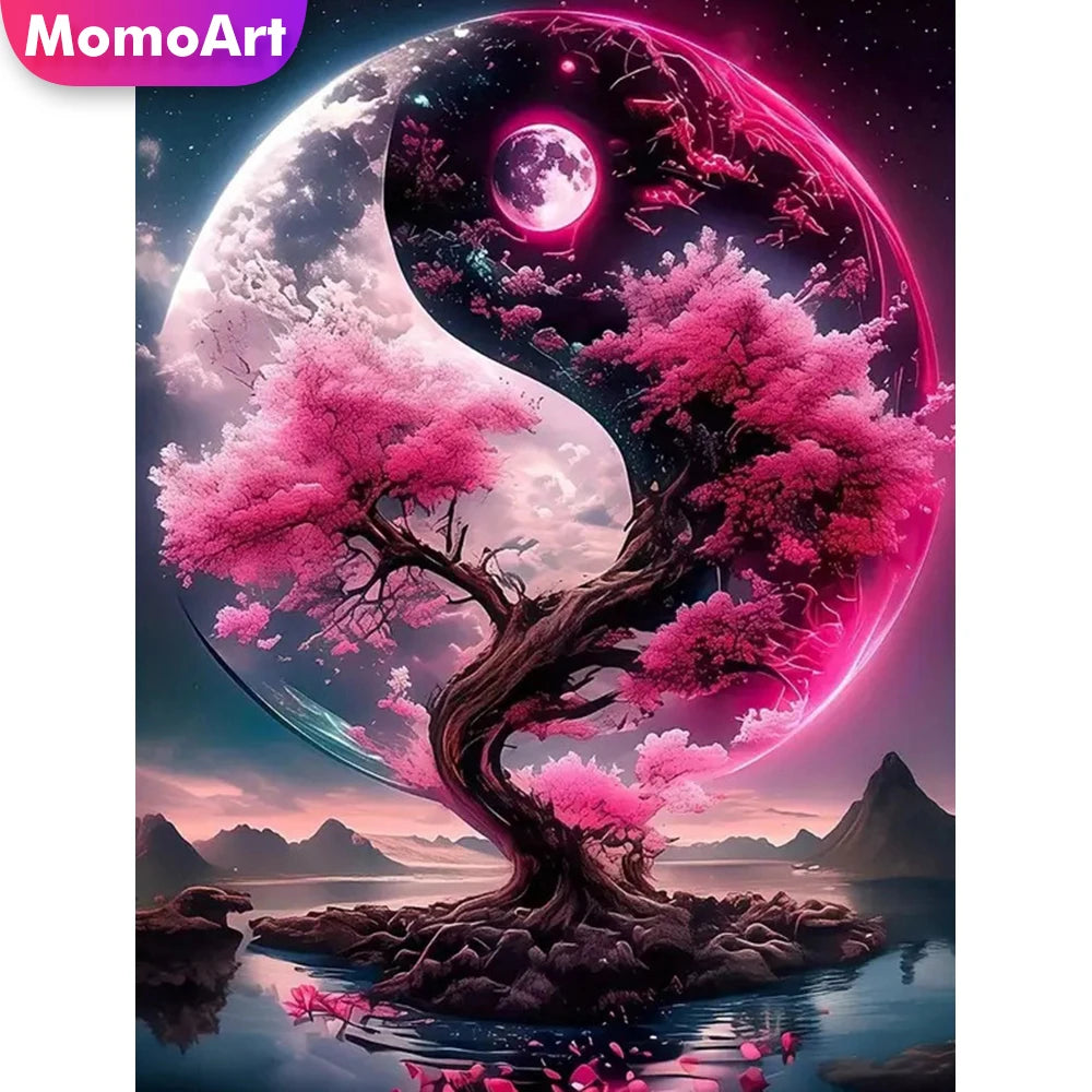 Momoart Diamond Mosaic Tree Landscape Moon DIY Painting Full Square / Round Drill
