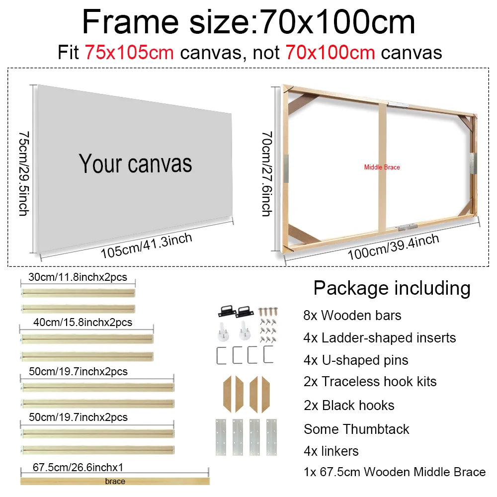 Various Sizes Canvas Frame, Wooden Frames Natural Wooden, Diamond Painting Frames Canvas, Wood Wall Frame