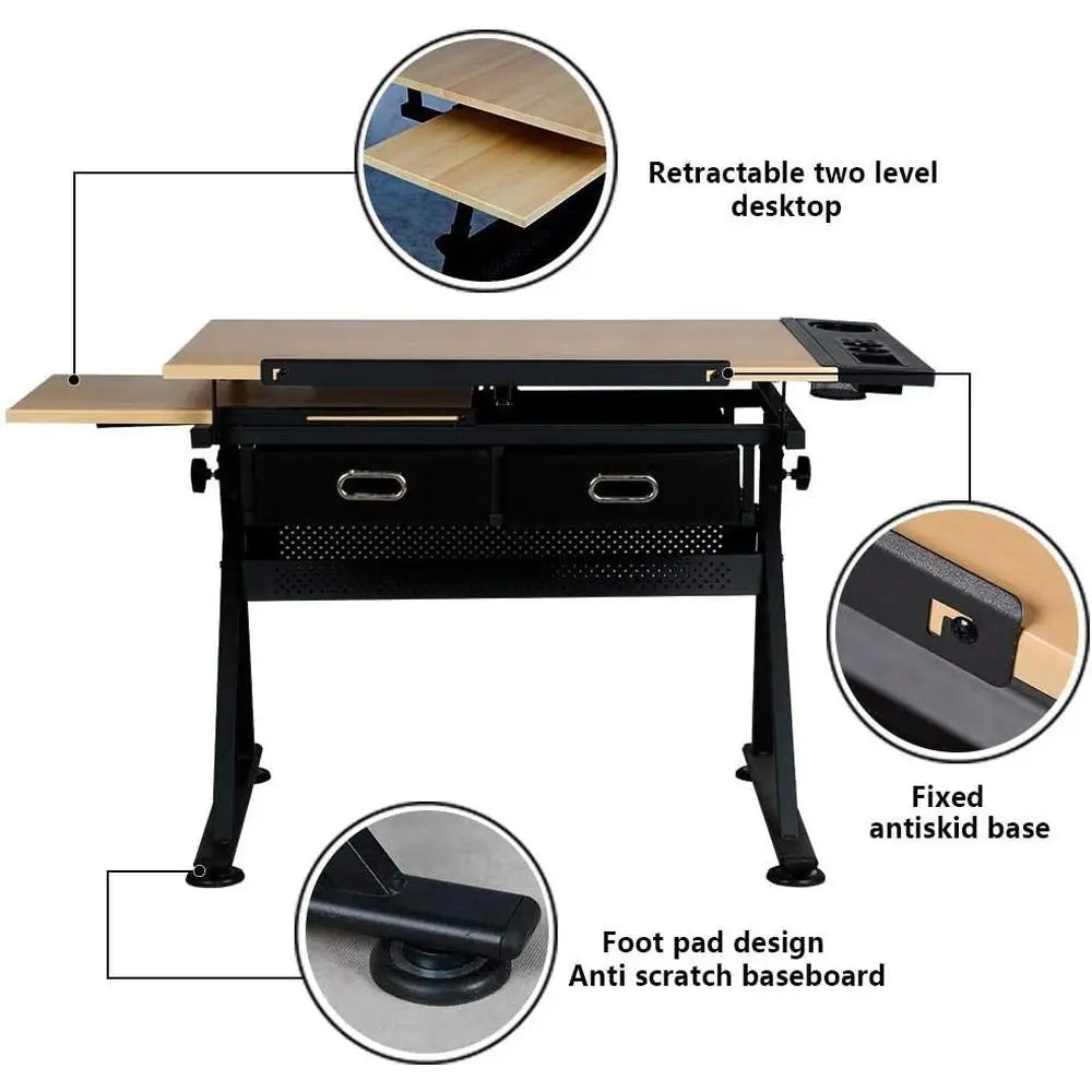 Adjustable Height Drafting Desk for Art, Craft, & Workspaces - Ideal For Artists, Painters, Students, & Adults