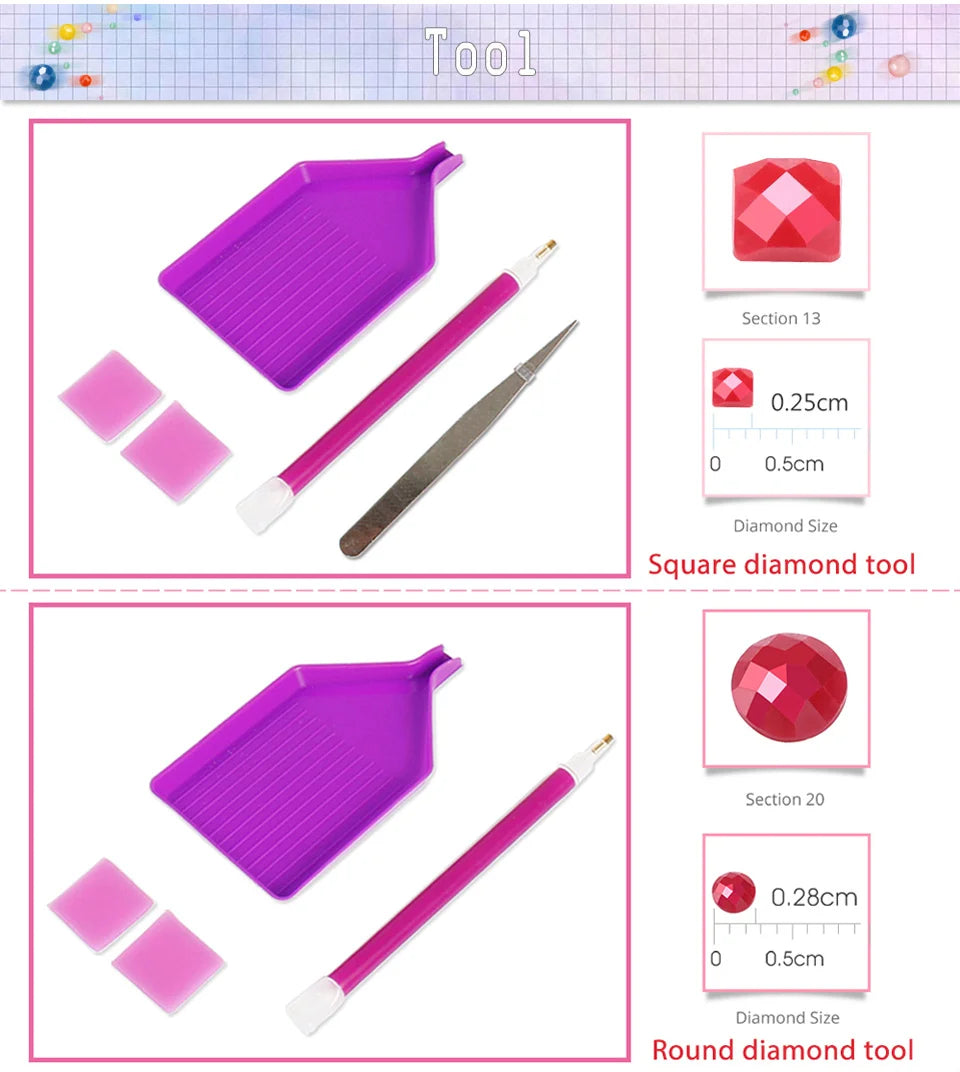Momoart Diamond Red Rose Flower Full Square / Round Drill